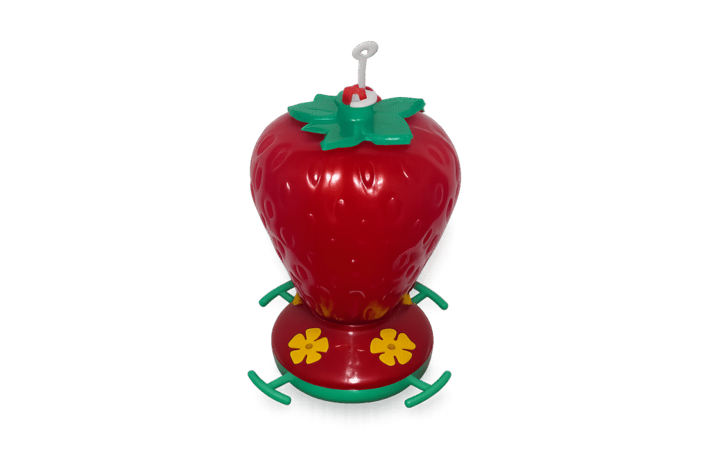 Bebedero para colibrí con diseño en forma de frutilla