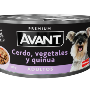 AVANT ADULTO CERDO, VEGETALES Y QUINUA LATA 180GR
