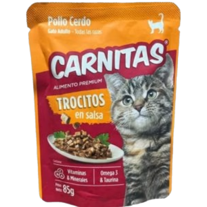 CARNITAS GATO TROCITOS EN SALSA POLLO Y CERDO 85GR